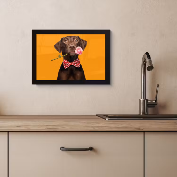 Poster met lijst - Hond - Oranje - Roos - Valentijn — 3