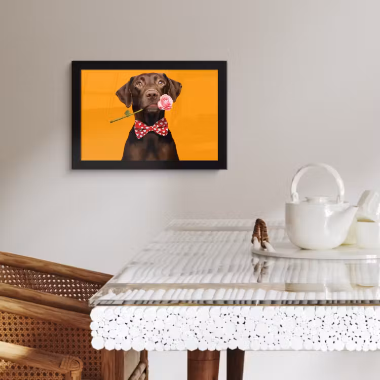 Poster met lijst - Hond - Oranje - Roos - Valentijn — 4