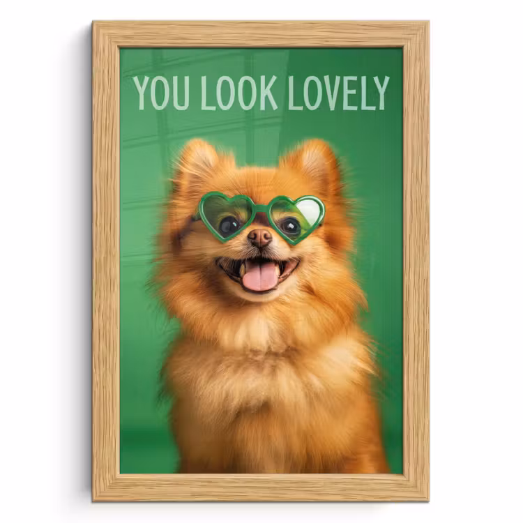 Poster met lijst - Hond - Zonnebril - Valentijn - Love — 1