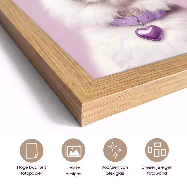 Poster met lijst - Kat - Love - Paars - Valentijn — 6