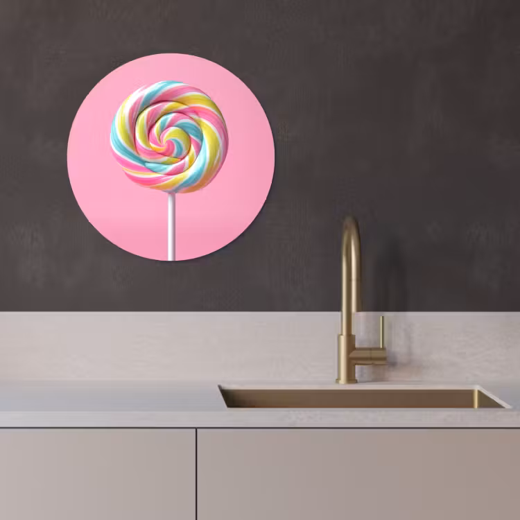 Muurcirkel - Lolly - Roze - Snoep - Zoet — 1