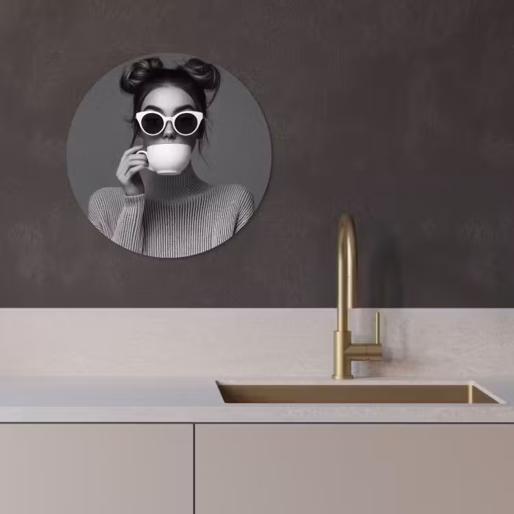 Muurcirkel - Vrouw - Koffie - Zwart - Wit — 4