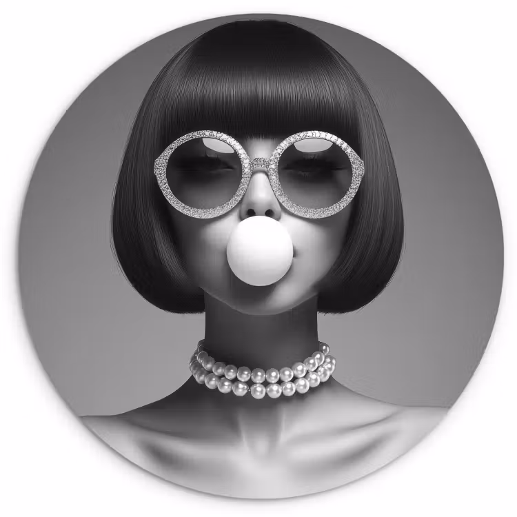 Muurcirkel - Vrouw - Zwart Wit - Ketting - Zonnebril — 2