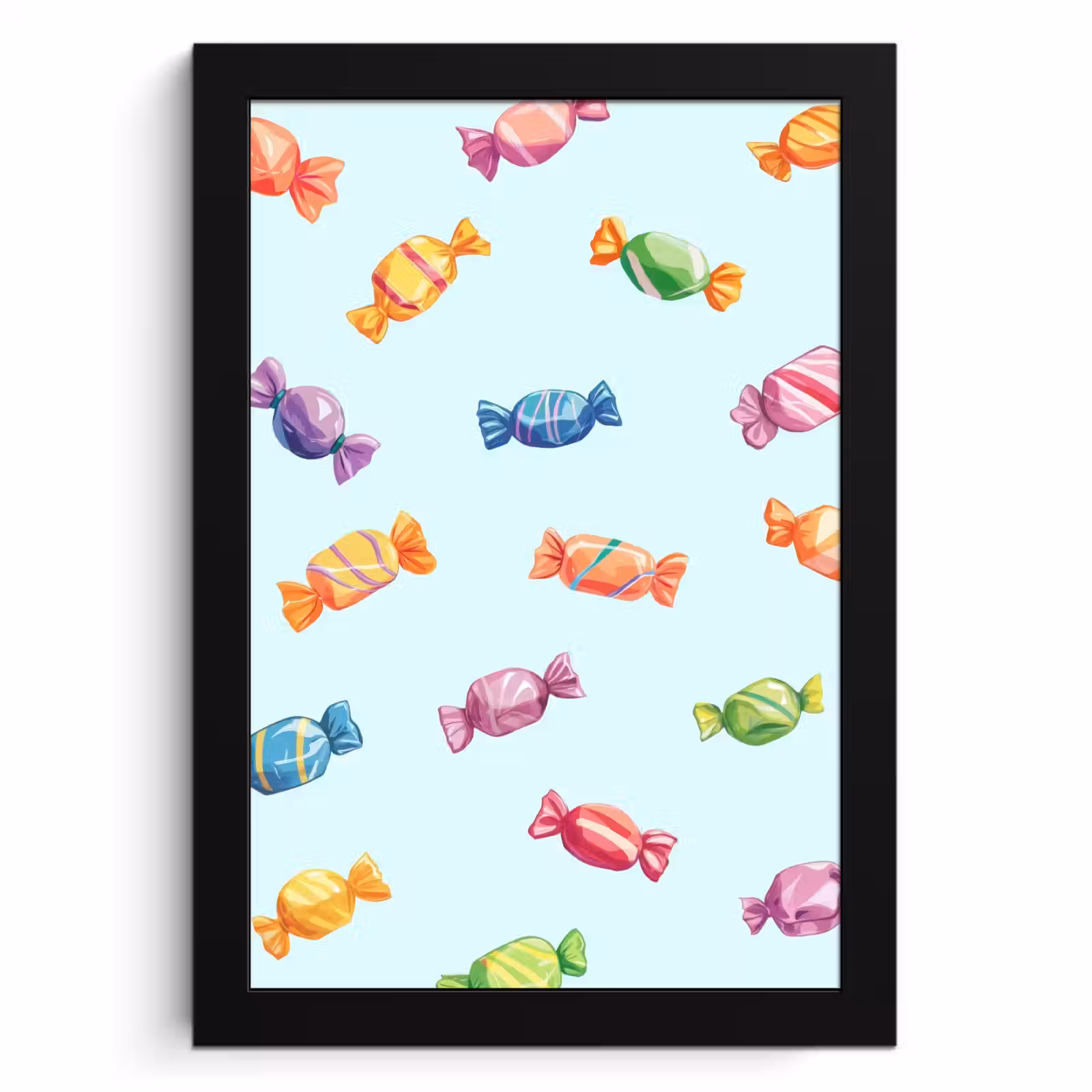 Poster met lijst - Blauw - Patroon - Snoep — 1