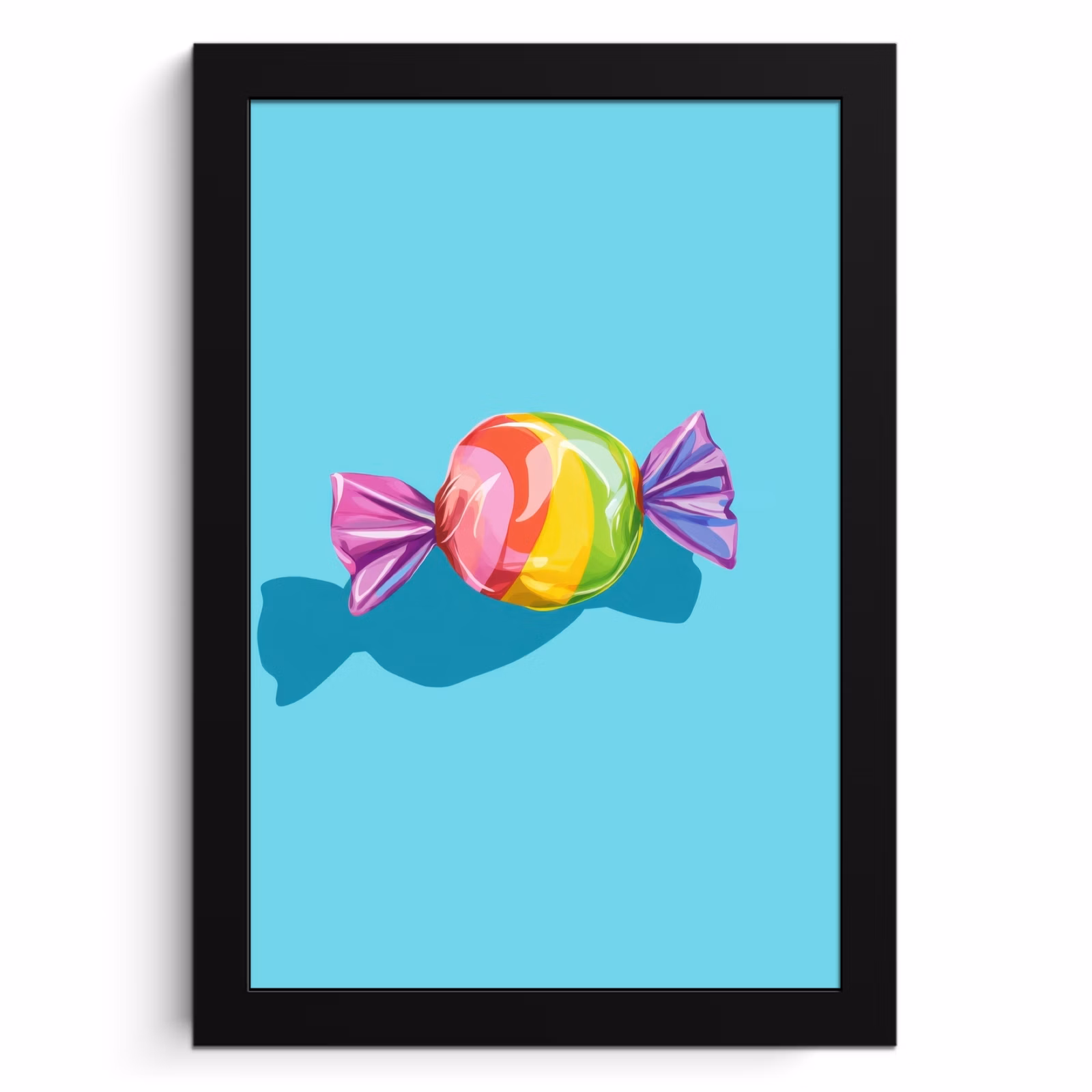 Poster met lijst - Blauw - Snoep - Regenboog — 1