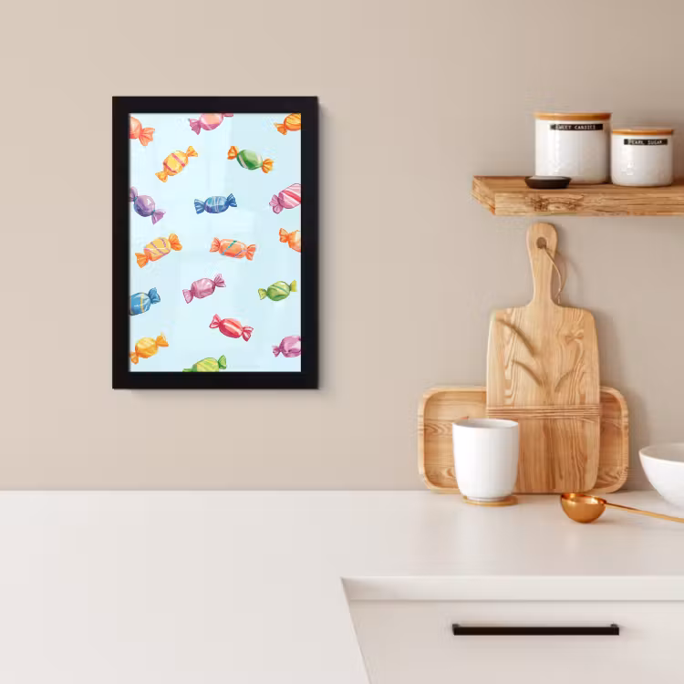 Poster met lijst - Blauw - Patroon - Snoep — 4