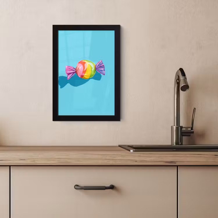 Poster met lijst - Blauw - Snoep - Regenboog — 2