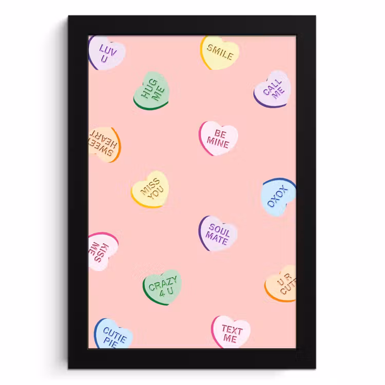 Poster met lijst - Hart - Snoep - Pastel - Tekst — 1