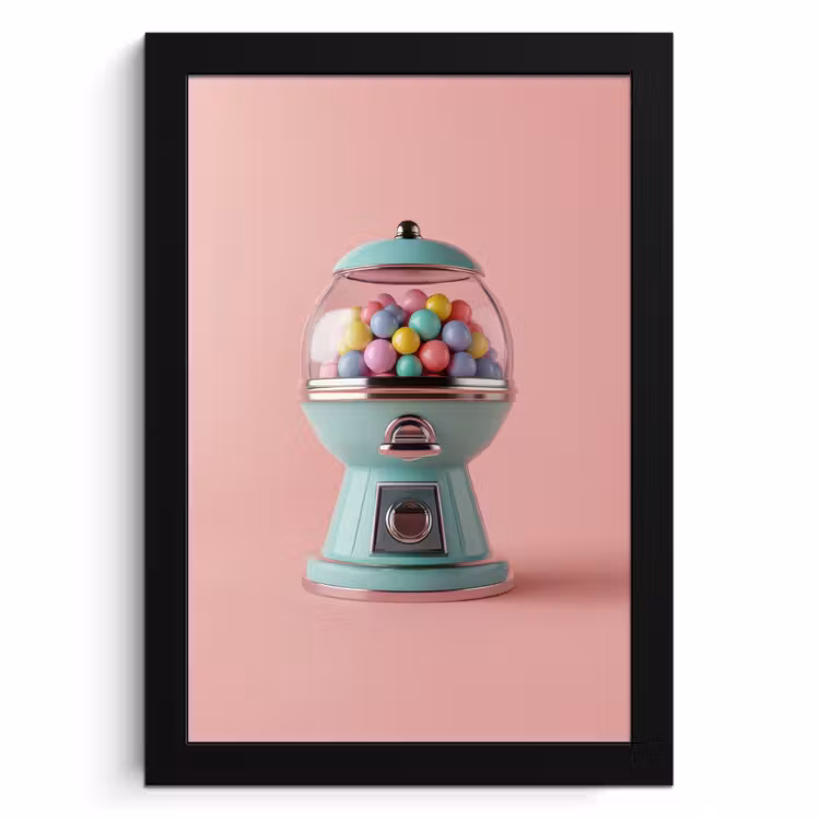 Poster met lijst - Kauwgom - Retro - Snoep - Roze — 1