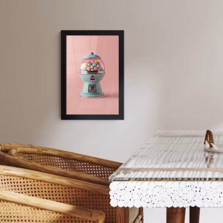 Poster met lijst - Kauwgom - Retro - Snoep - Roze — 2