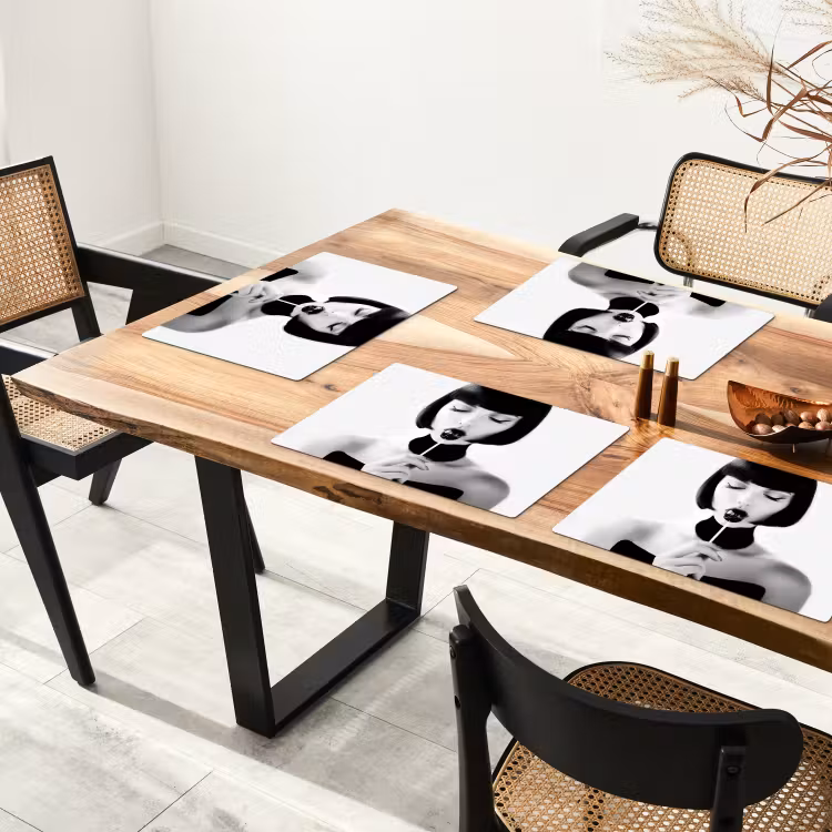 Placemat vinyl - Vrouw - Lolly - Zwart - Wit — 4
