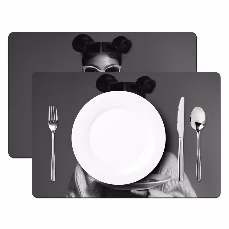 Placemat vinyl - Vrouw - Pasta - Zonnebril — 2
