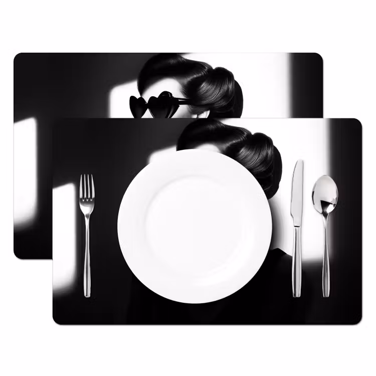 Placemat vinyl - Vrouw - Zwart - Hart — 2
