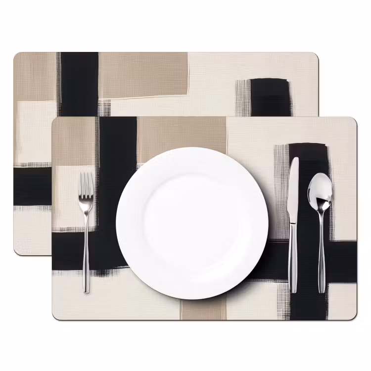 Placemat vinyl - Zwart - Abstract - Japandi — 2
