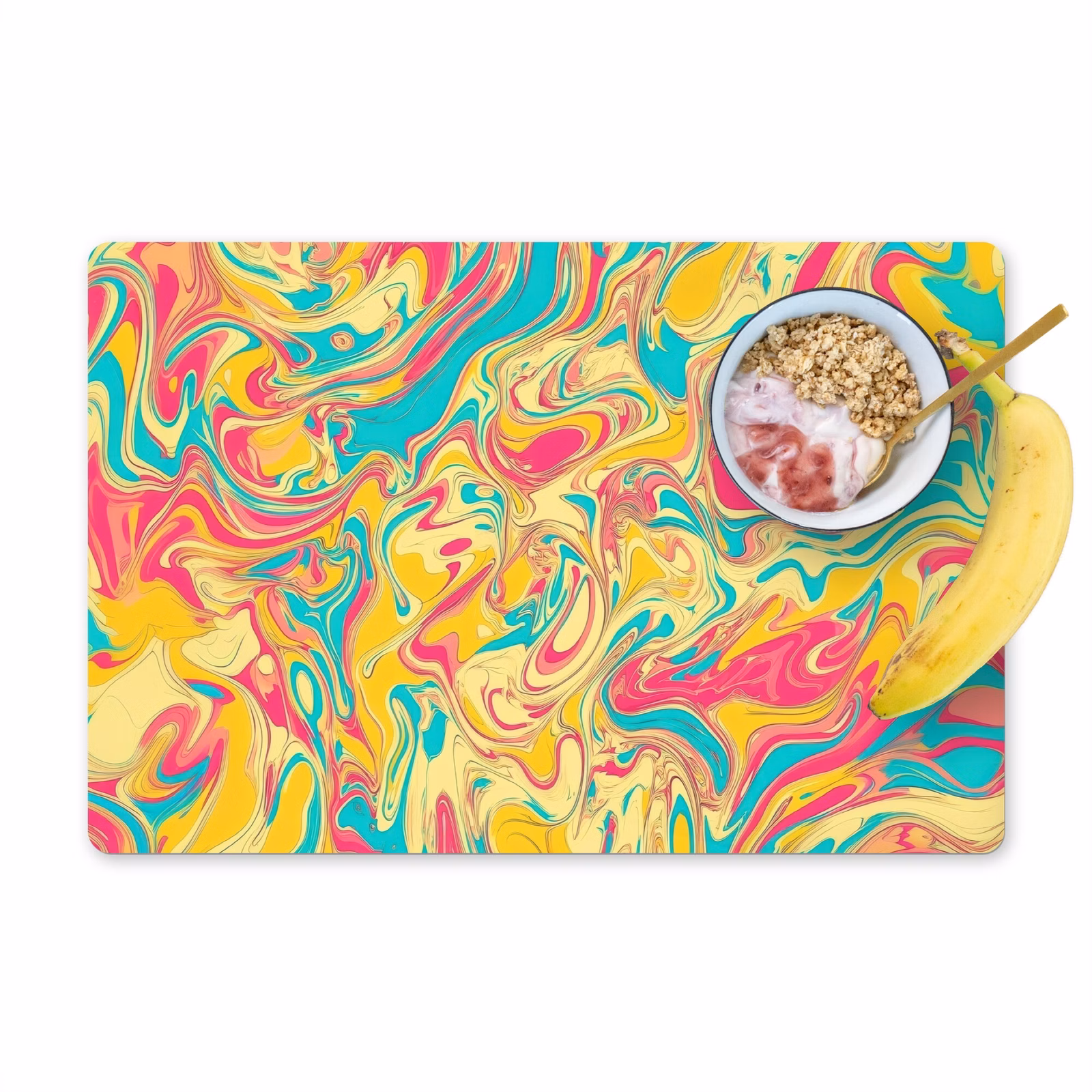 Placemat vinyl - Geel - Roze - Blauw - Retro — 1