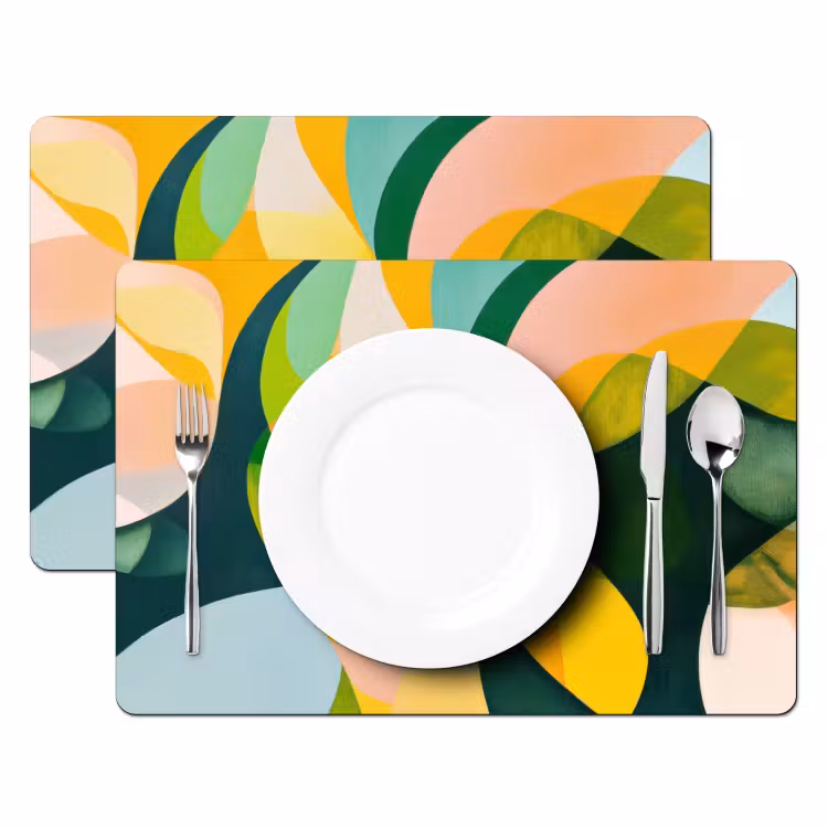 Placemat vinyl - Abstract - Geel - Roze - Groen — 2