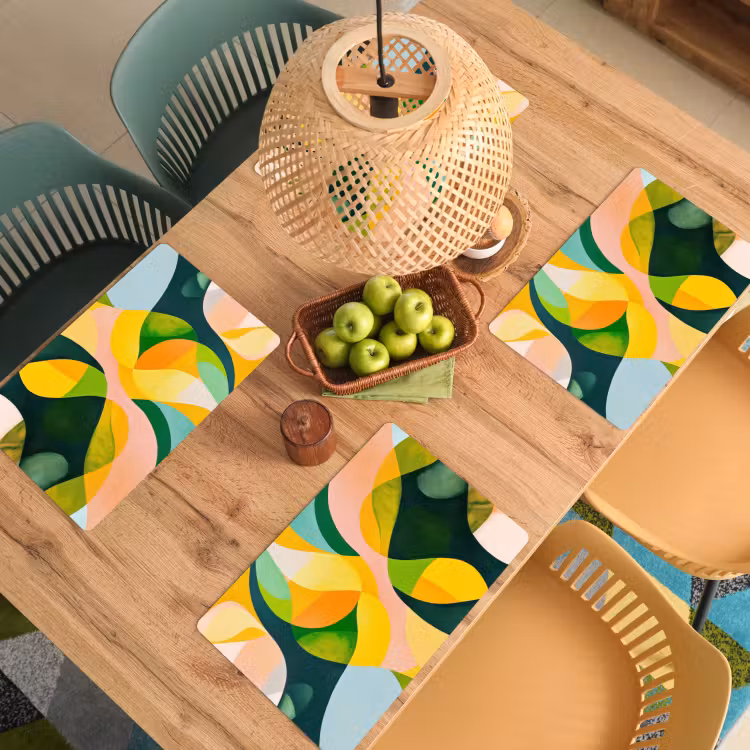 Placemat vinyl - Abstract - Geel - Roze - Groen — 3