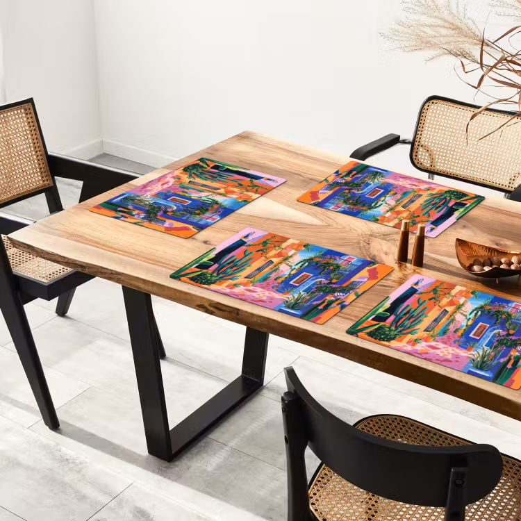 Placemat vinyl - Geel - Blauw - Oranje - Huis — 4