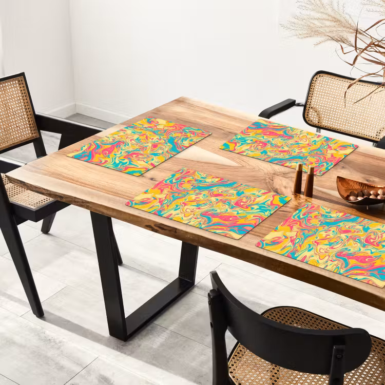 Placemat vinyl - Geel - Roze - Blauw - Retro — 4