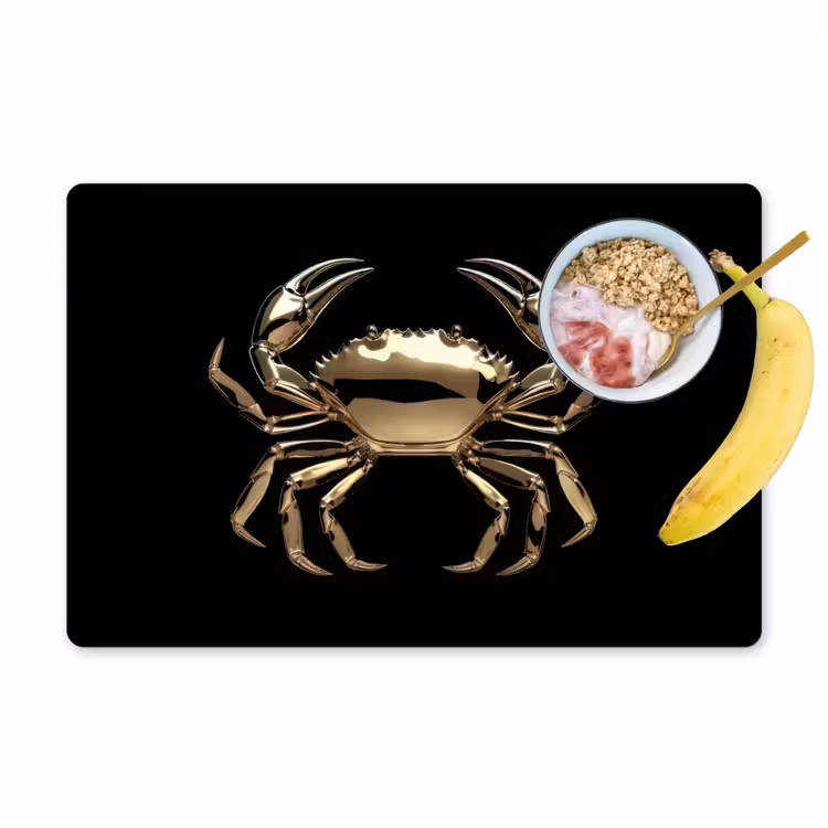 Placemat vinyl - Goud - Krab - Dieren - Zwart — 1