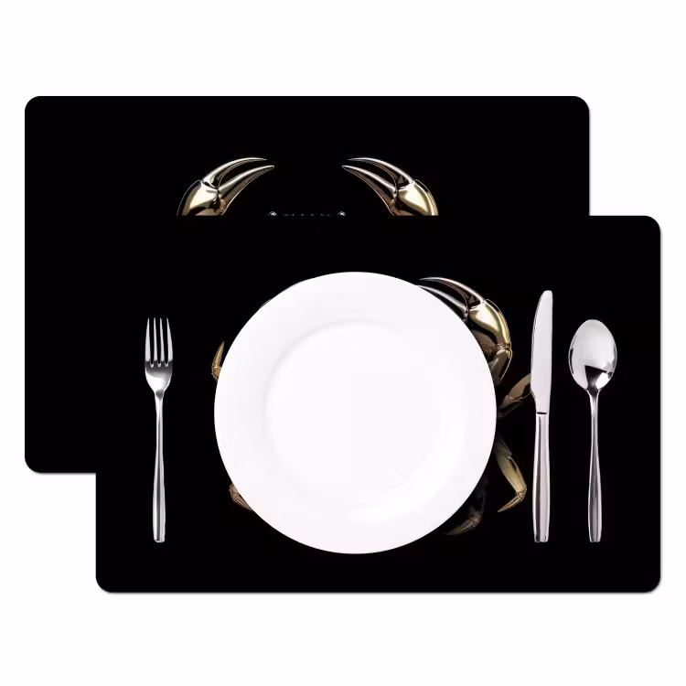 Placemat vinyl - Goud - Krab - Dieren - Zwart — 2