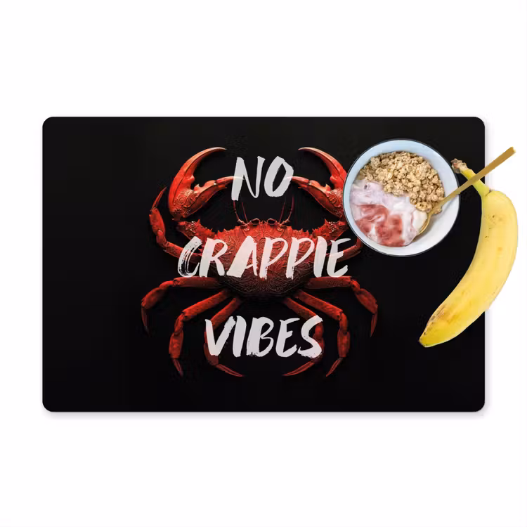 Placemat vinyl - Krab - Rood - Tekst - Zwart — 1