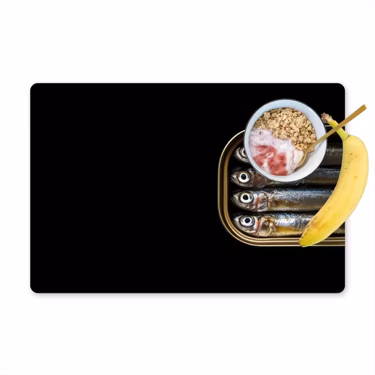Placemat vinyl - Sardines - Blik - Zwart - Vissen — 1
