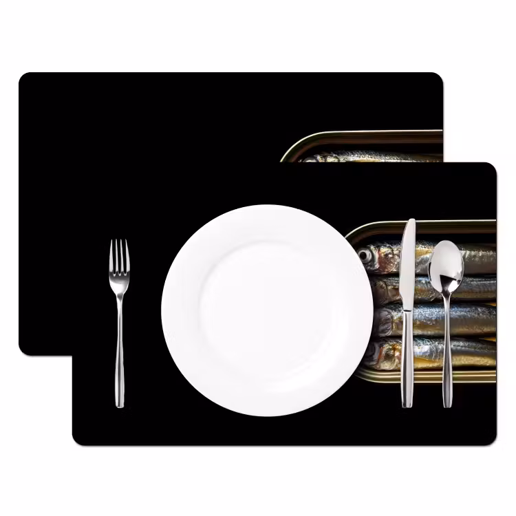 Placemat vinyl - Sardines - Blik - Zwart - Vissen — 2