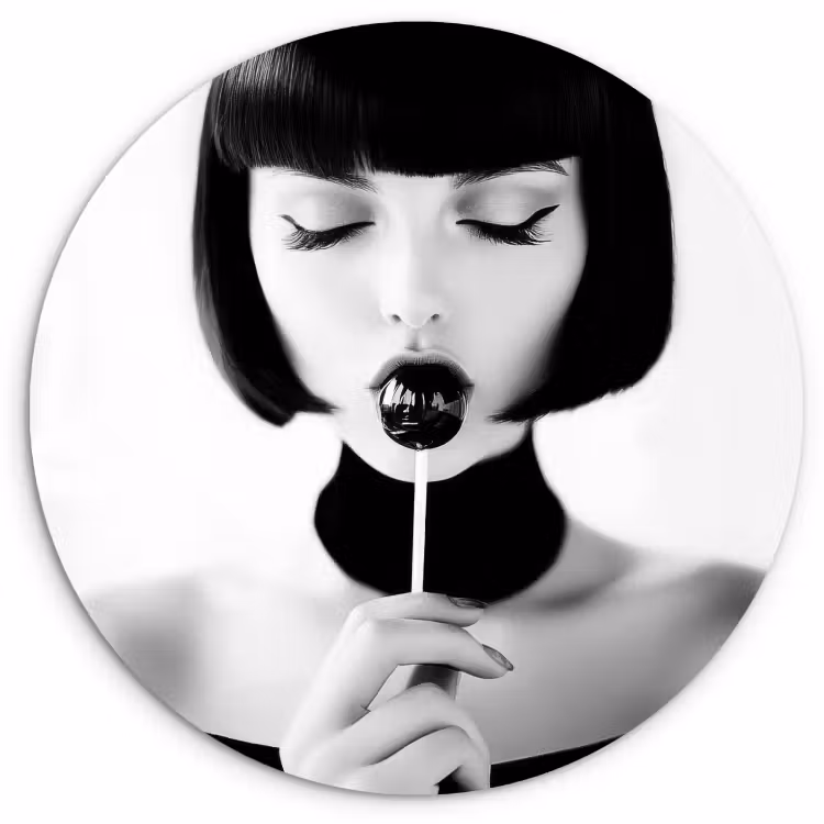 Muurcirkel - Vrouw - Lolly - Zwart - Wit — 2
