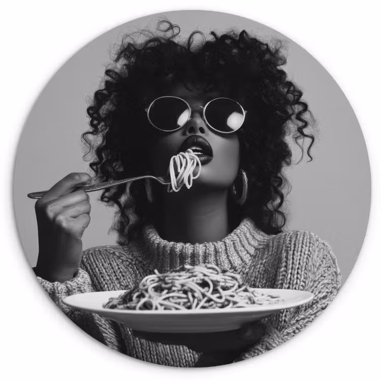 Muurcirkel - Vrouw - Pasta - Zwart - Wit — 2