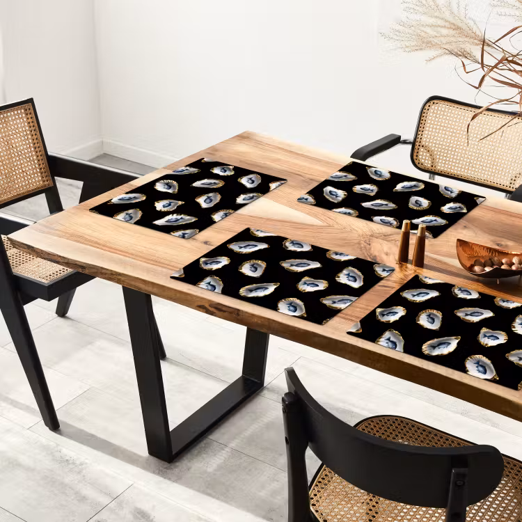Placemat vinyl - Oesters - Vissen - Blauw - Goud — 4