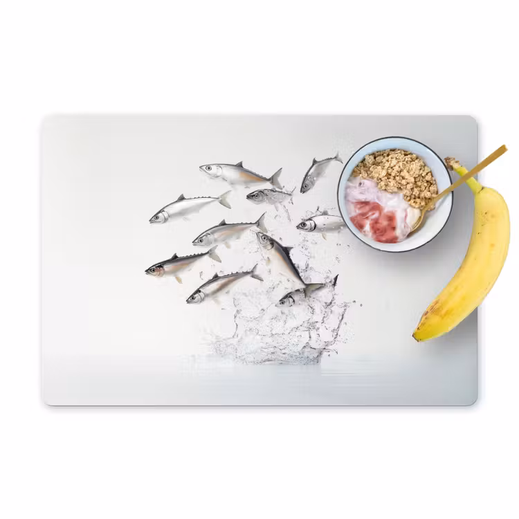 Placemat vinyl - Vissen - Water - Wit — 1