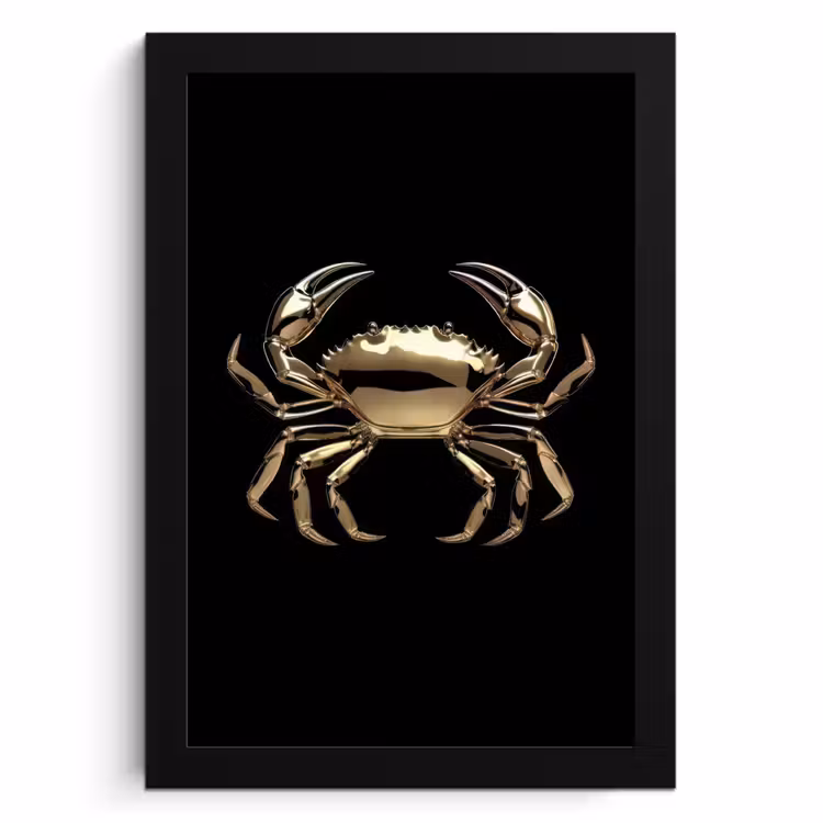 Poster met lijst - Goud - Krab - Dieren - Zwart — 1