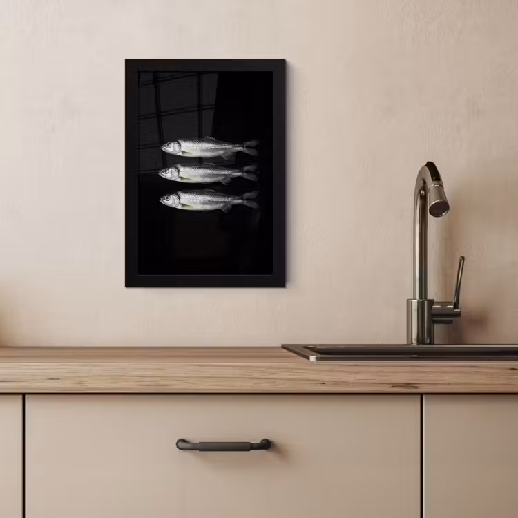 Poster met lijst - Haring - Vissen - Zwart — 3