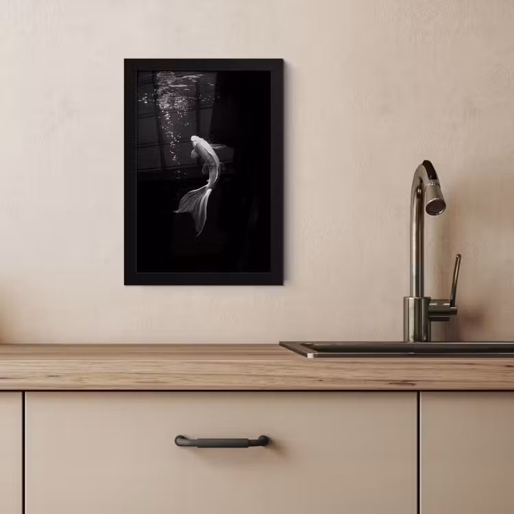 Poster met lijst - Koi - Vis - Wit - Zwart — 3