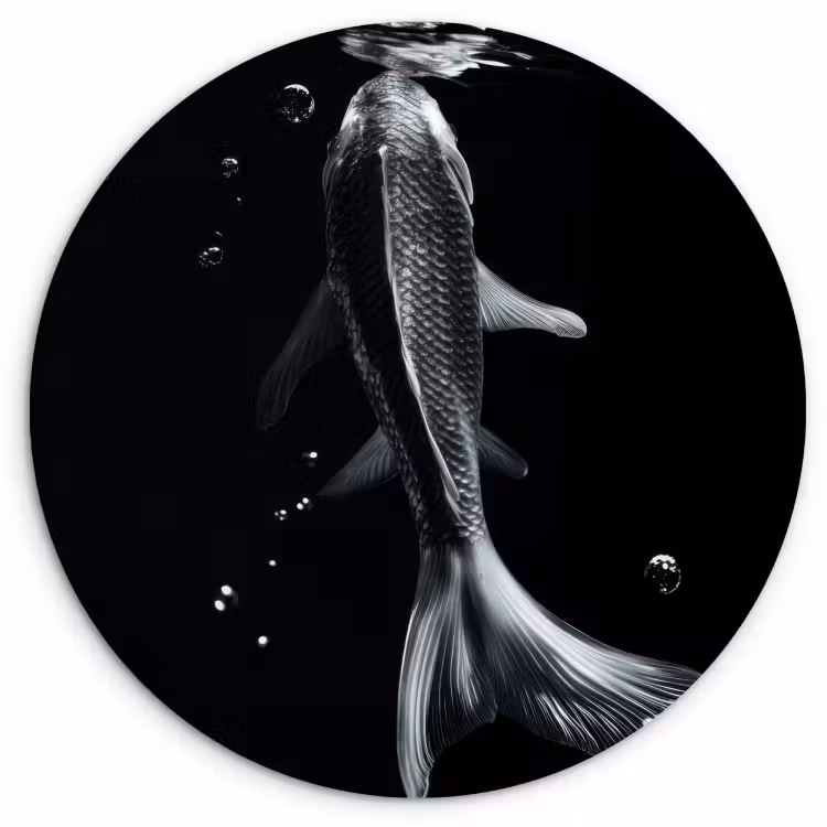 Muurcirkel - Koi - Vissen - Water - Zwart — 1