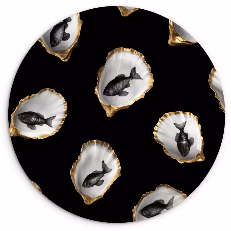 Muurcirkel - Oesters - Zwart - Vissen - Goud — 1