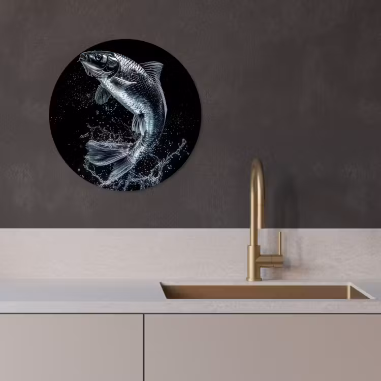 Muurcirkel - Vis - Koi - Zwart - Water — 2