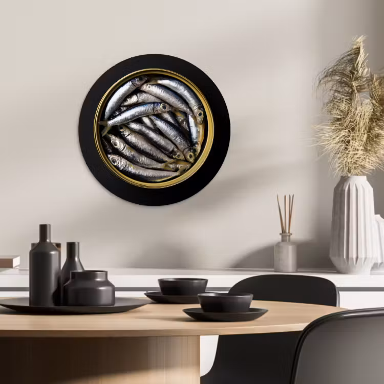 Muurcirkel - Sardines - Vissen - Rond - Zwart — 2