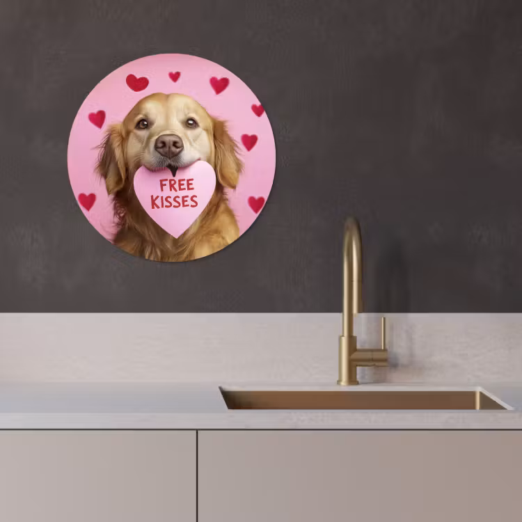 Muurcirkel - Hond - Kiss- Valentijn - Hartjes — 2
