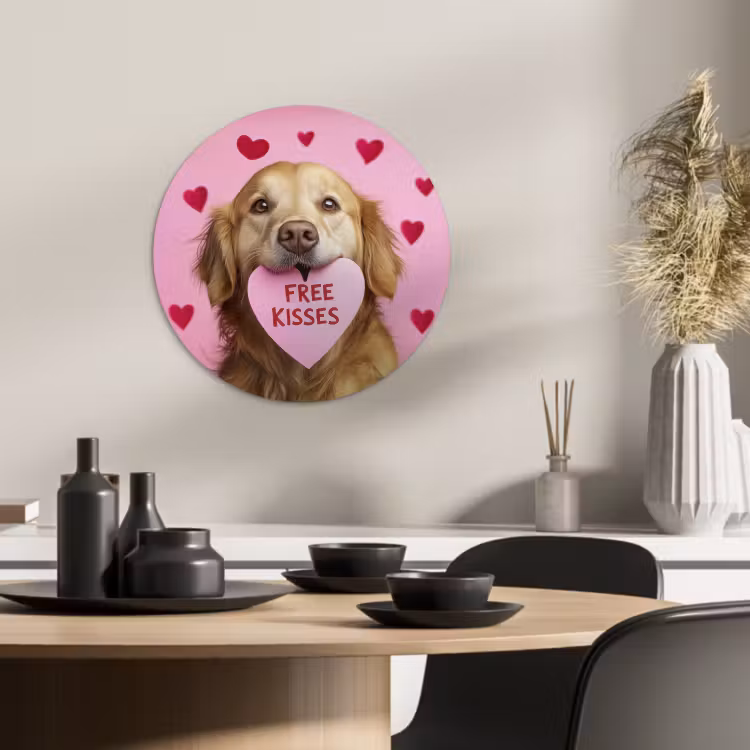 Muurcirkel - Hond - Kiss- Valentijn - Hartjes — 4