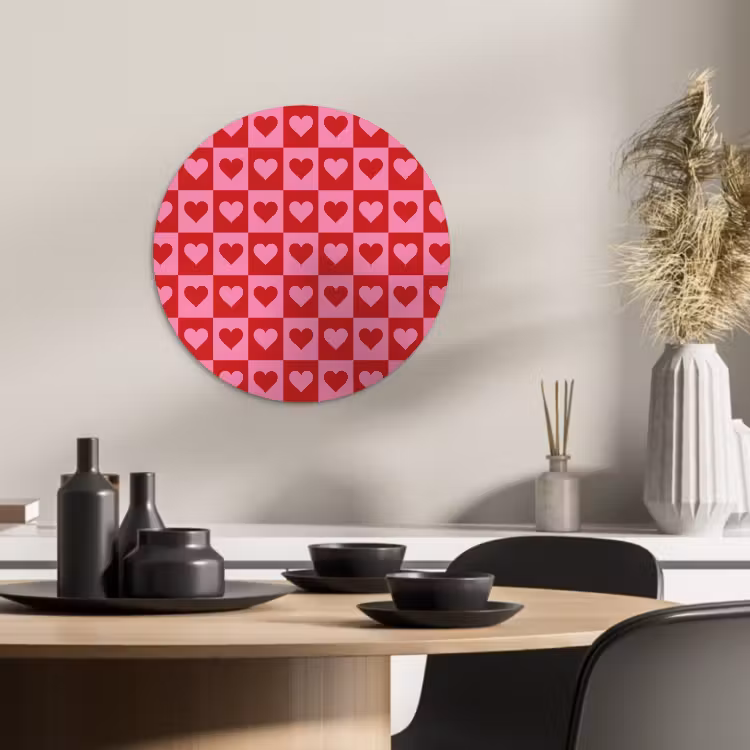 Muurcirkel - Rood - Roze - Schaakbord - Valentijn — 1