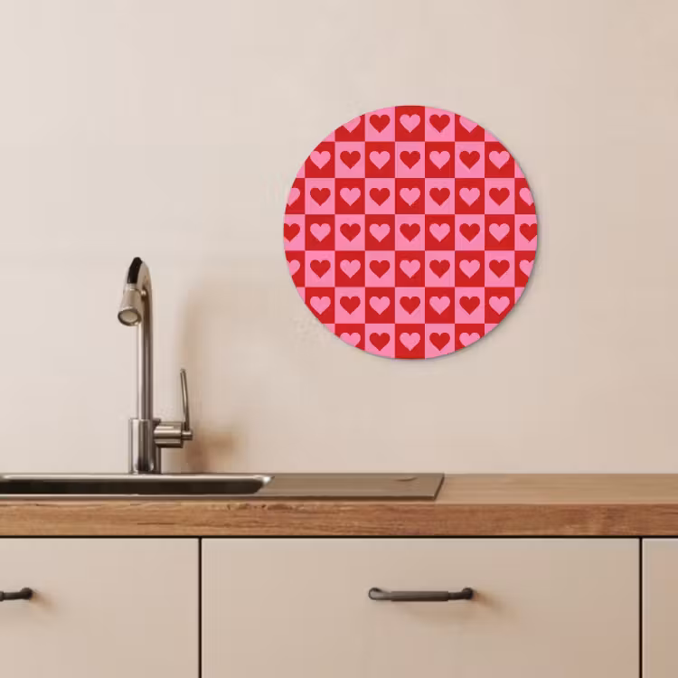 Muurcirkel - Rood - Roze - Schaakbord - Valentijn — 2