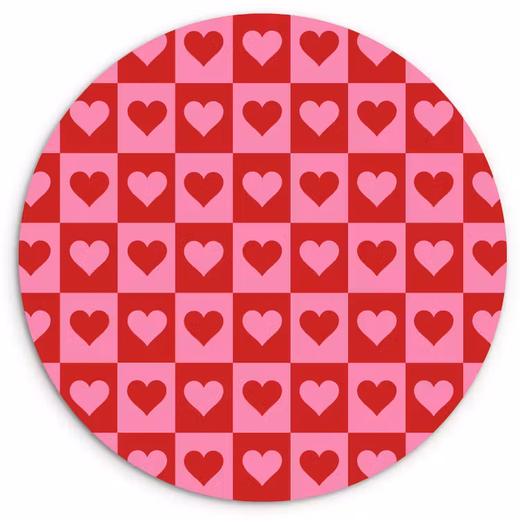 Muurcirkel - Rood - Roze - Schaakbord - Valentijn — 4