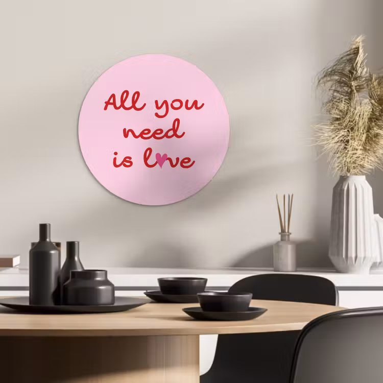 Muurcirkel - Tekst - Roze - Love - Hart — 1