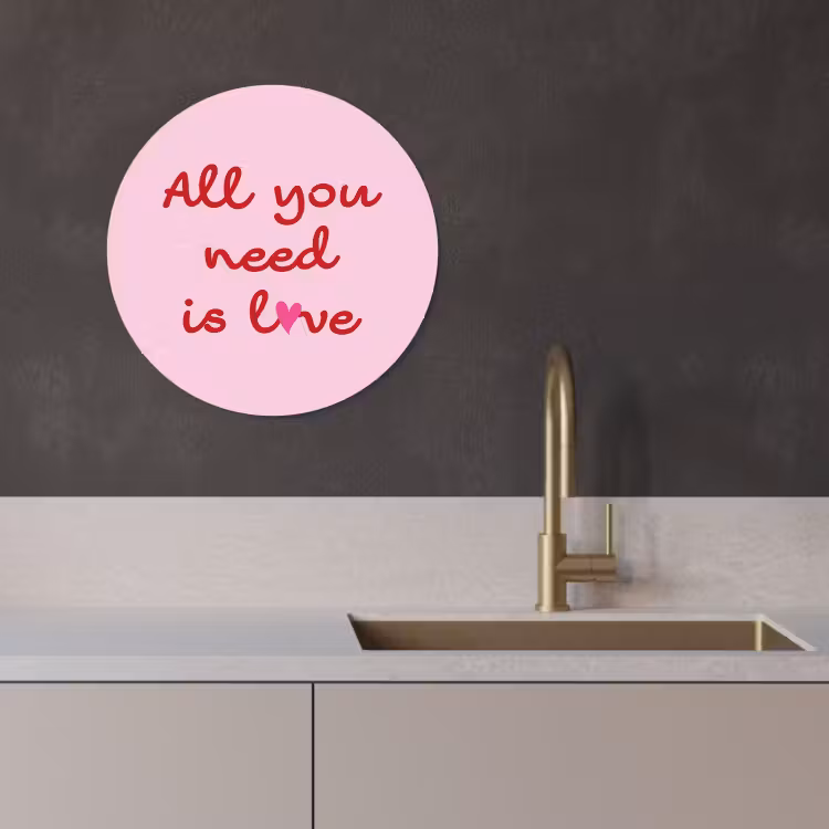 Muurcirkel - Tekst - Roze - Love - Hart — 4