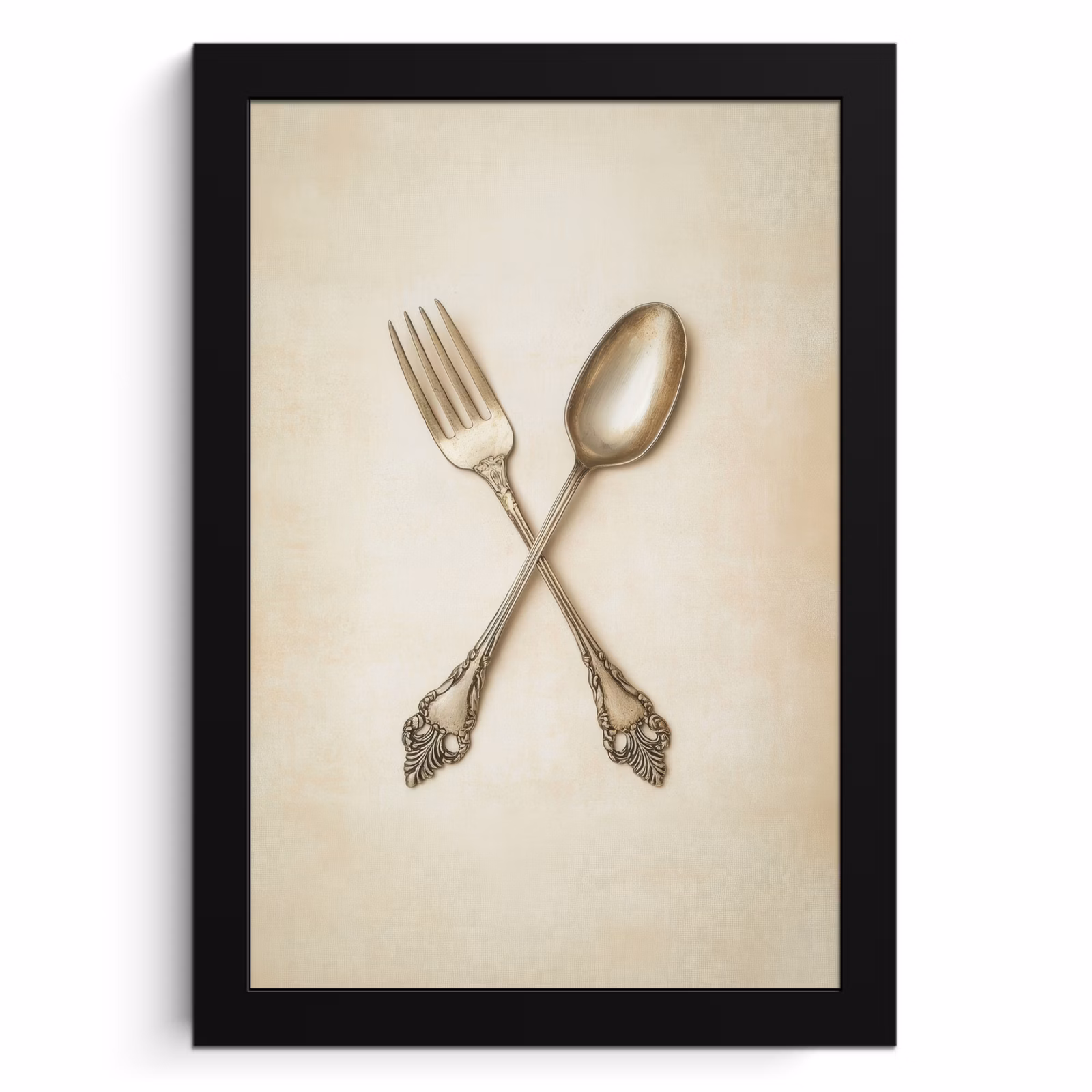 Poster met lijst - Beige - Vintage - Bestek — 1