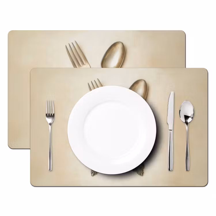 Placemat vinyl - Beige - Vintage - Bestek — 2
