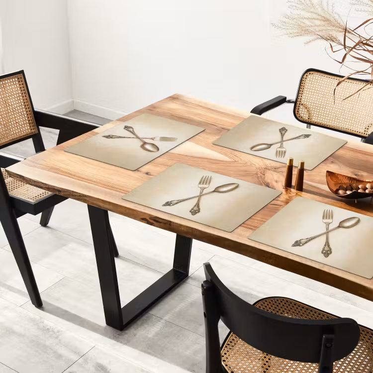 Placemat vinyl - Beige - Vintage - Bestek — 4