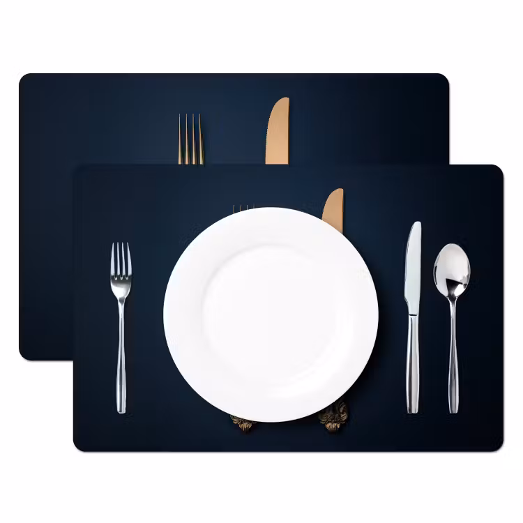 Placemat vinyl - Bestek - Donkerblauw - Goud — 2